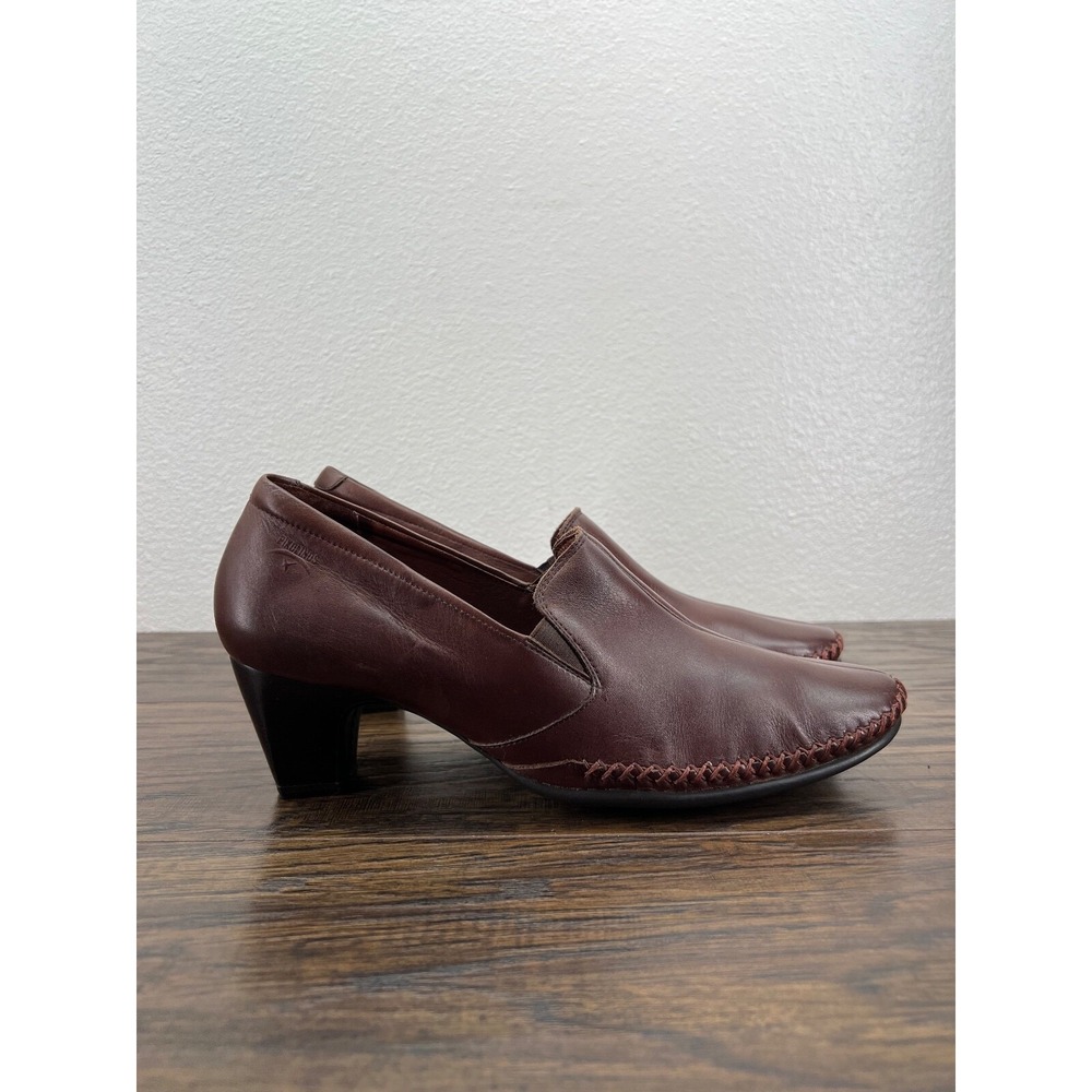 Pikolinos Women's Size 40 US 9 9.5 Brown Leather Split Toe Moc Comfort Pumps